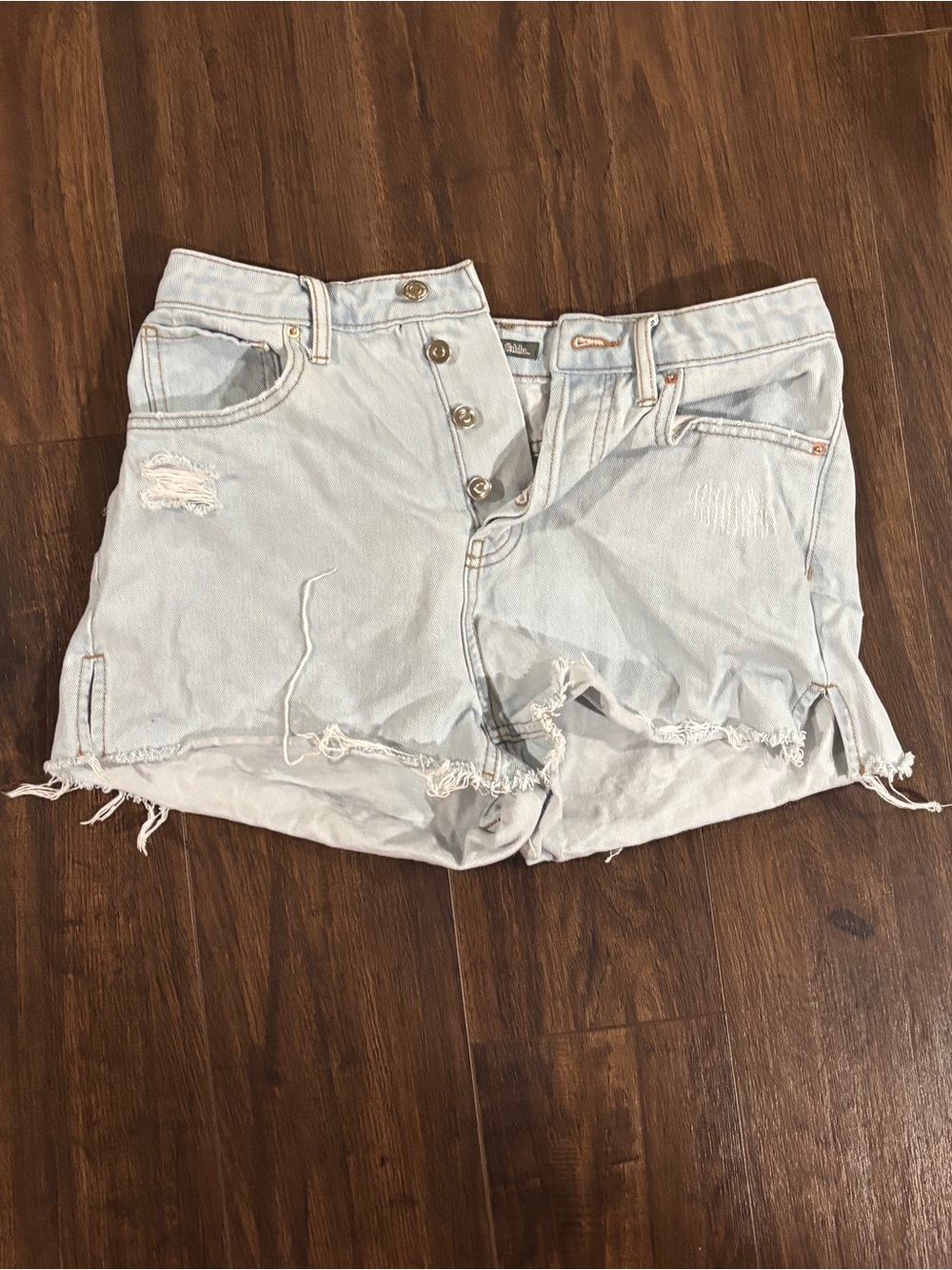 wild fable Light Blue Distressed High-Rise Jean Shorts